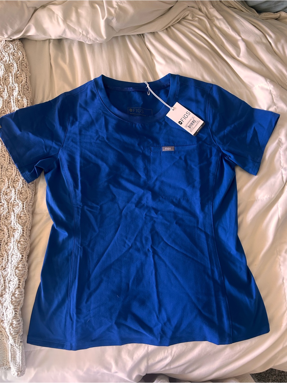 Figs Winning Blue Scrub Top NWT